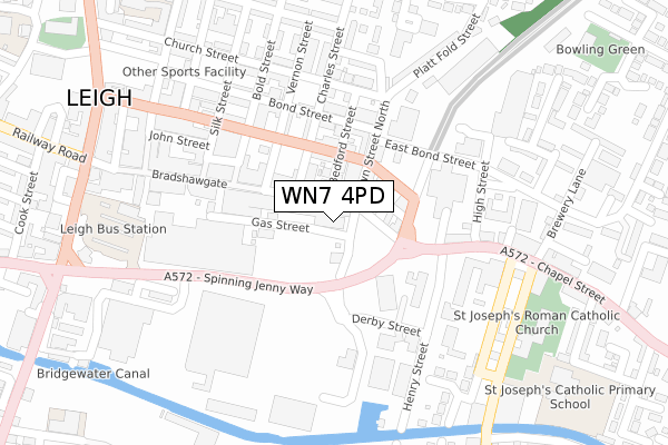 WN7 4PD map - large scale - OS Open Zoomstack (Ordnance Survey)