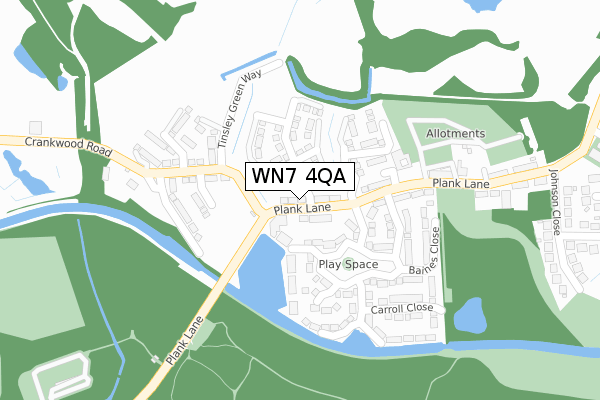 WN7 4QA map - large scale - OS Open Zoomstack (Ordnance Survey)
