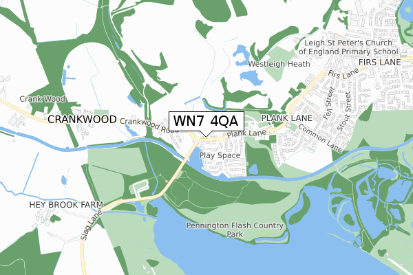 WN7 4QA map - small scale - OS Open Zoomstack (Ordnance Survey)