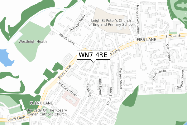 WN7 4RE map - large scale - OS Open Zoomstack (Ordnance Survey)