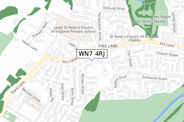 WN7 4RJ map - large scale - OS Open Zoomstack (Ordnance Survey)