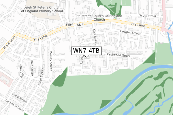 WN7 4TB map - large scale - OS Open Zoomstack (Ordnance Survey)