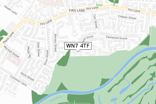 WN7 4TF map - large scale - OS Open Zoomstack (Ordnance Survey)