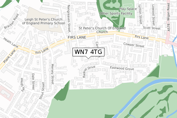 WN7 4TG map - large scale - OS Open Zoomstack (Ordnance Survey)
