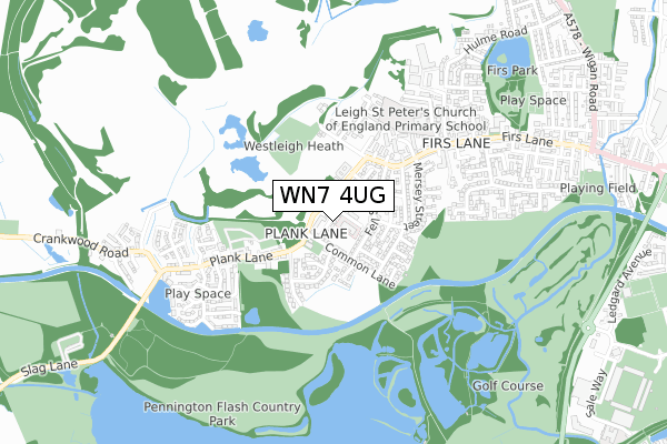 WN7 4UG map - small scale - OS Open Zoomstack (Ordnance Survey)