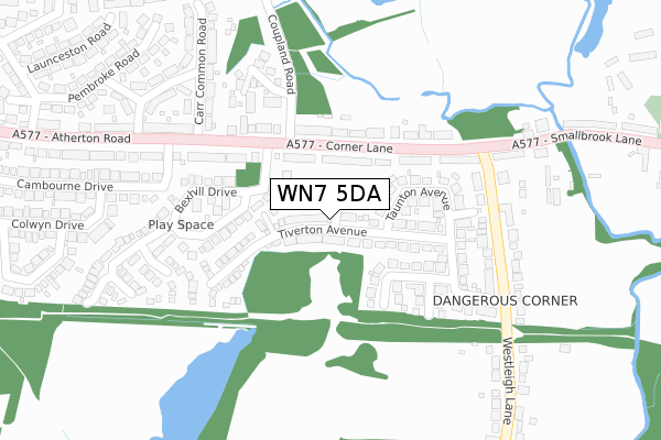 WN7 5DA map - large scale - OS Open Zoomstack (Ordnance Survey)