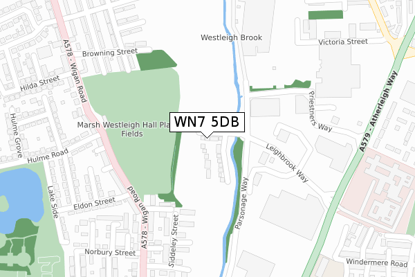WN7 5DB map - large scale - OS Open Zoomstack (Ordnance Survey)