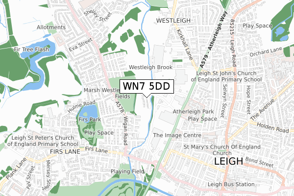 WN7 5DD map - small scale - OS Open Zoomstack (Ordnance Survey)