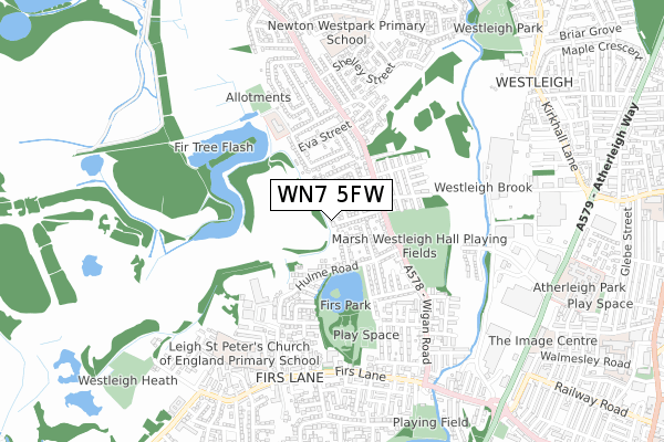 WN7 5FW map - small scale - OS Open Zoomstack (Ordnance Survey)
