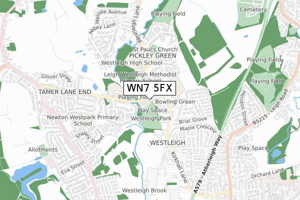 WN7 5FX map - small scale - OS Open Zoomstack (Ordnance Survey)