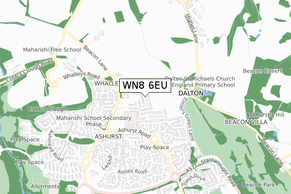 WN8 6EU map - small scale - OS Open Zoomstack (Ordnance Survey)