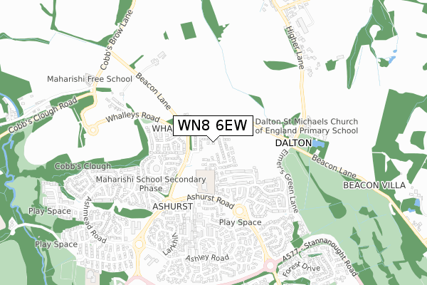 WN8 6EW map - small scale - OS Open Zoomstack (Ordnance Survey)