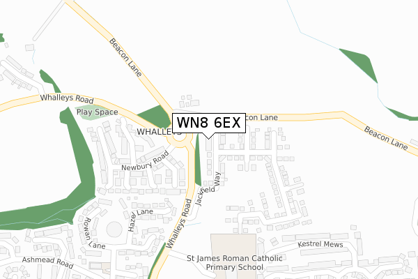 WN8 6EX map - large scale - OS Open Zoomstack (Ordnance Survey)