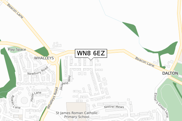 WN8 6EZ map - large scale - OS Open Zoomstack (Ordnance Survey)