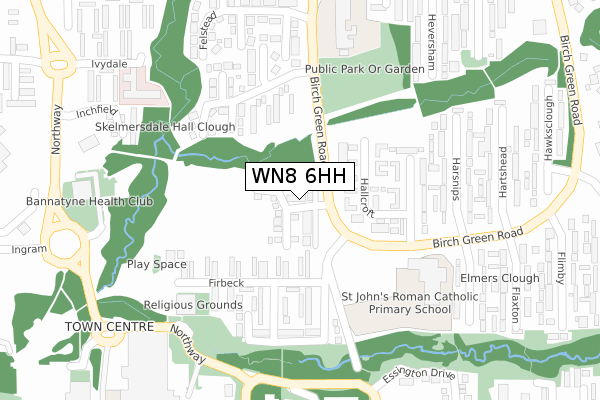 WN8 6HH map - large scale - OS Open Zoomstack (Ordnance Survey) WN8 6HH map - large scale - OS Open Zoomstack (Ordnance Survey)