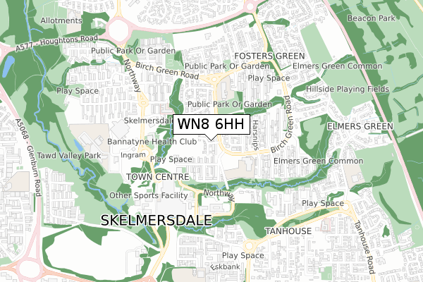 WN8 6HH map - small scale - OS Open Zoomstack (Ordnance Survey) WN8 6HH map - small scale - OS Open Zoomstack (Ordnance Survey)