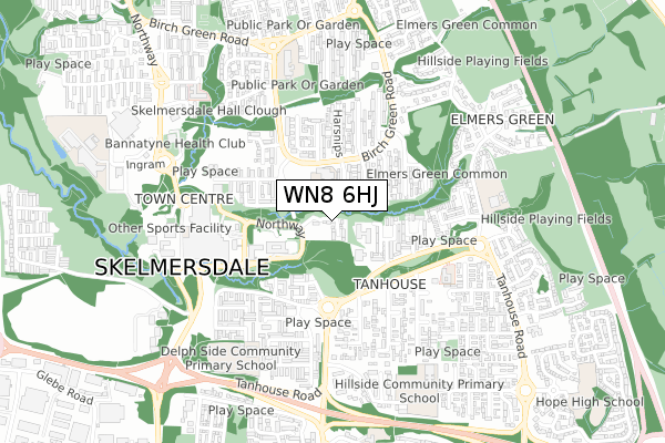 WN8 6HJ map - small scale - OS Open Zoomstack (Ordnance Survey) WN8 6HJ map - small scale - OS Open Zoomstack (Ordnance Survey)