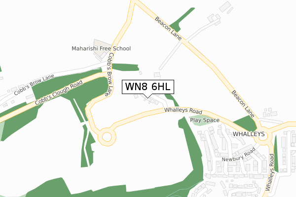 WN8 6HL map - large scale - OS Open Zoomstack (Ordnance Survey)