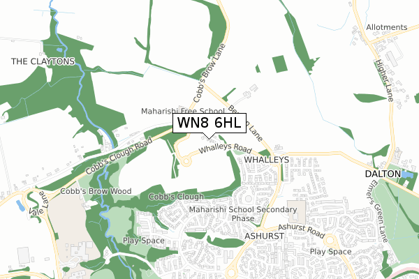 WN8 6HL map - small scale - OS Open Zoomstack (Ordnance Survey)