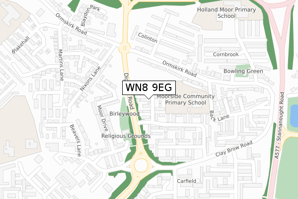 WN8 9EG map - large scale - OS Open Zoomstack (Ordnance Survey)