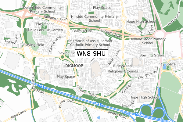 WN8 9HU map - small scale - OS Open Zoomstack (Ordnance Survey) WN8 9HU map - small scale - OS Open Zoomstack (Ordnance Survey)