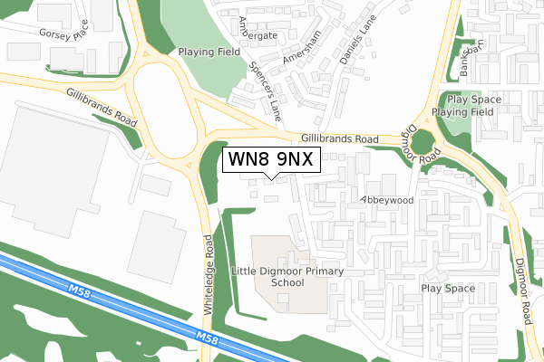 WN8 9NX map - large scale - OS Open Zoomstack (Ordnance Survey)
