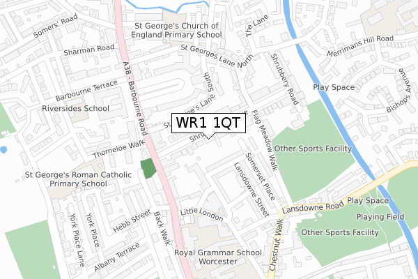 WR1 1QT map - large scale - OS Open Zoomstack (Ordnance Survey)