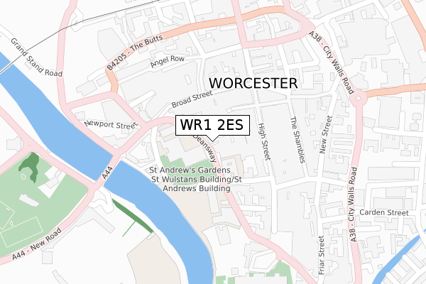 WR1 2ES map - large scale - OS Open Zoomstack (Ordnance Survey)