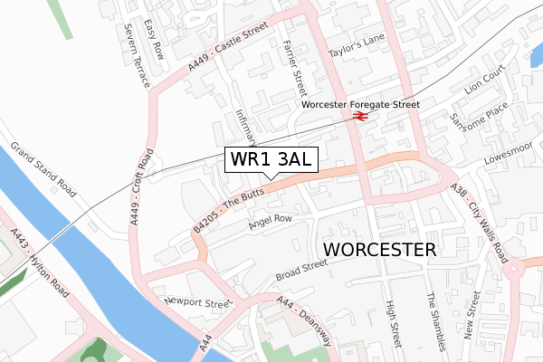 WR1 3AL map - large scale - OS Open Zoomstack (Ordnance Survey)