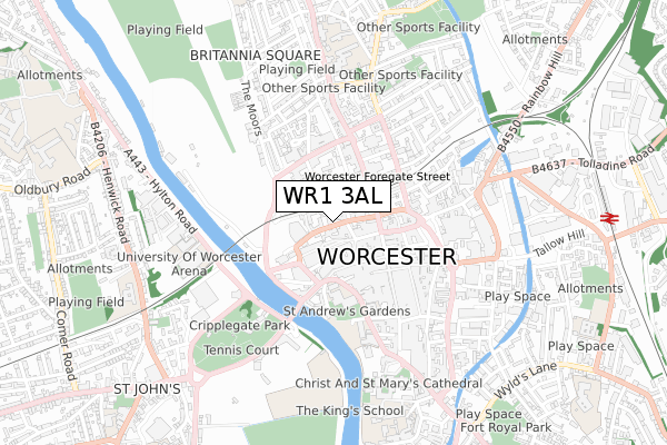 WR1 3AL map - small scale - OS Open Zoomstack (Ordnance Survey) WR1 3AL map - small scale - OS Open Zoomstack (Ordnance Survey)