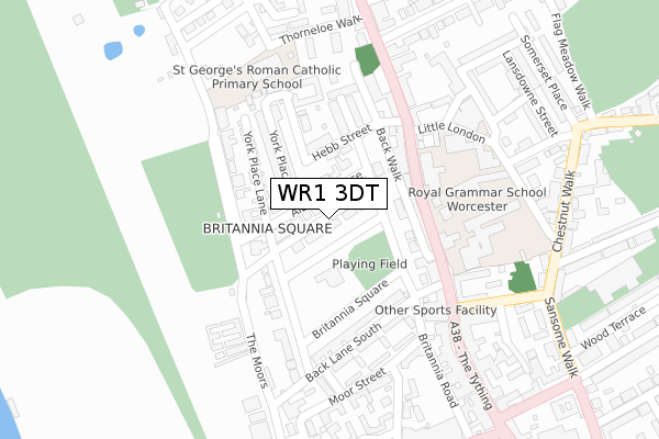 WR1 3DT map - large scale - OS Open Zoomstack (Ordnance Survey)