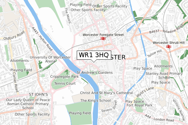 WR1 3HQ map - small scale - OS Open Zoomstack (Ordnance Survey)