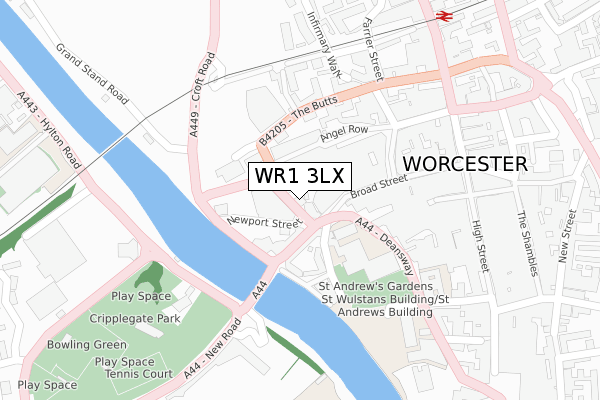 WR1 3LX map - large scale - OS Open Zoomstack (Ordnance Survey)