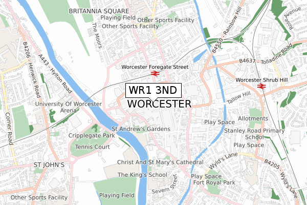 WR1 3ND map - small scale - OS Open Zoomstack (Ordnance Survey) WR1 3ND map - small scale - OS Open Zoomstack (Ordnance Survey)