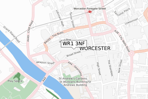 WR1 3NF map - large scale - OS Open Zoomstack (Ordnance Survey)