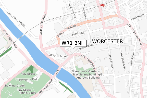 WR1 3NH map - large scale - OS Open Zoomstack (Ordnance Survey)