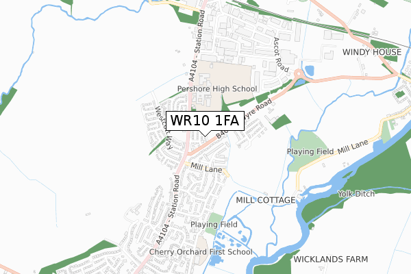 WR10 1FA map - small scale - OS Open Zoomstack (Ordnance Survey)