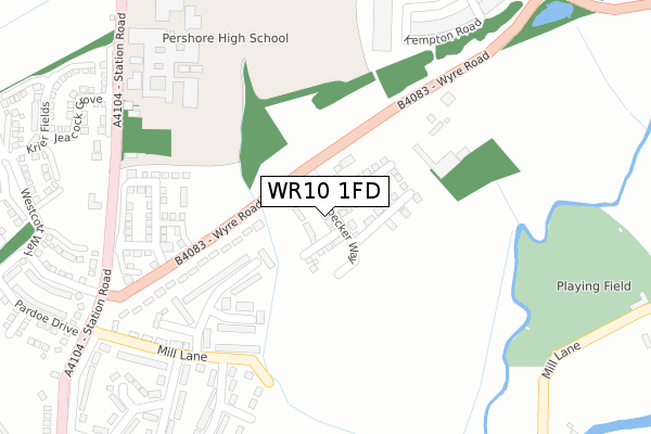 WR10 1FD map - large scale - OS Open Zoomstack (Ordnance Survey)