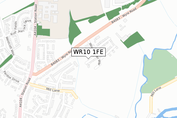 WR10 1FE map - large scale - OS Open Zoomstack (Ordnance Survey)
