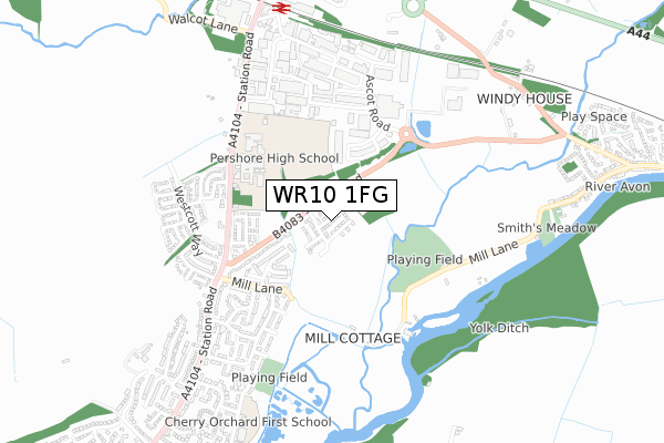 WR10 1FG map - small scale - OS Open Zoomstack (Ordnance Survey) WR10 1FG map - small scale - OS Open Zoomstack (Ordnance Survey)