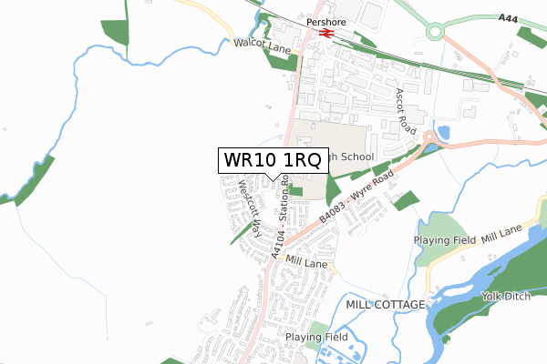 WR10 1RQ map - small scale - OS Open Zoomstack (Ordnance Survey)