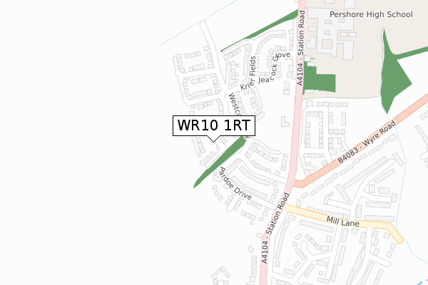 WR10 1RT map - large scale - OS Open Zoomstack (Ordnance Survey)