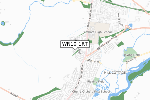 WR10 1RT map - small scale - OS Open Zoomstack (Ordnance Survey)