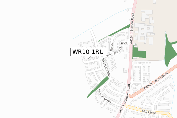 WR10 1RU map - large scale - OS Open Zoomstack (Ordnance Survey)