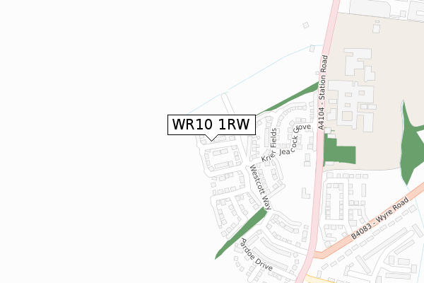 WR10 1RW map - large scale - OS Open Zoomstack (Ordnance Survey)