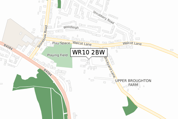 WR10 2BW map - large scale - OS Open Zoomstack (Ordnance Survey)