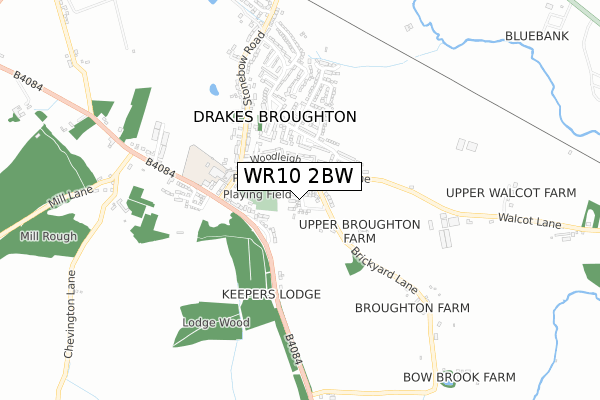 WR10 2BW map - small scale - OS Open Zoomstack (Ordnance Survey)