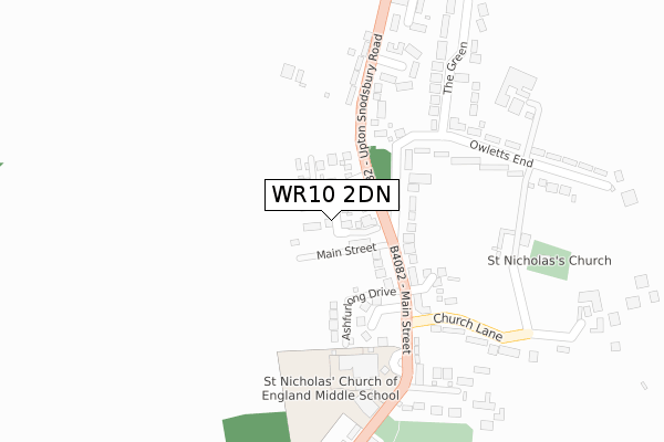 WR10 2DN map - large scale - OS Open Zoomstack (Ordnance Survey)