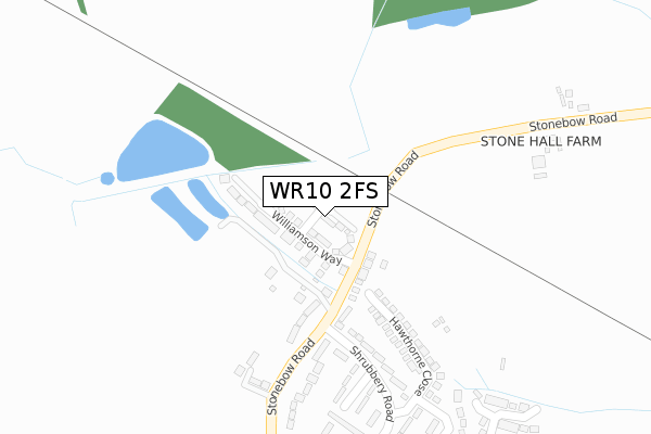 WR10 2FS map - large scale - OS Open Zoomstack (Ordnance Survey)