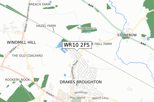 WR10 2FS map - small scale - OS Open Zoomstack (Ordnance Survey)